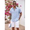imageCOOFANDY Mens Button Down Shirts Short Sleeve Casual Shirts Summer Beach Shirts Vacation Wedding Shirts with PocketClear Blue