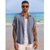 imageCOOFANDY Mens Button Down Shirts Short Sleeve Casual Shirts Summer Beach Shirts Vacation Wedding Shirts with PocketDark Blue