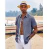 imageCOOFANDY Mens Button Down Shirts Short Sleeve Casual Shirts Summer Beach Shirts Vacation Wedding Shirts with PocketDark Blue