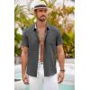 imageCOOFANDY Mens Button Down Shirts Short Sleeve Casual Shirts Summer Beach Shirts Vacation Wedding Shirts with PocketDeep Grey