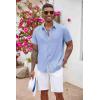 imageCOOFANDY Mens Button Down Shirts Short Sleeve Casual Shirts Summer Beach Shirts Vacation Wedding Shirts with PocketDenim Blue