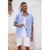 imageCOOFANDY Mens Button Down Shirts Short Sleeve Casual Shirts Summer Beach Shirts Vacation Wedding Shirts with PocketDenim Blue