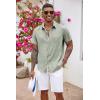 imageCOOFANDY Mens Button Down Shirts Short Sleeve Casual Shirts Summer Beach Shirts Vacation Wedding Shirts with PocketGreen