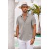 imageCOOFANDY Mens Button Down Shirts Short Sleeve Casual Shirts Summer Beach Shirts Vacation Wedding Shirts with PocketGrey