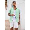 imageCOOFANDY Mens Button Down Shirts Short Sleeve Casual Shirts Summer Beach Shirts Vacation Wedding Shirts with PocketIce Green