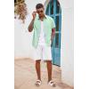 imageCOOFANDY Mens Button Down Shirts Short Sleeve Casual Shirts Summer Beach Shirts Vacation Wedding Shirts with PocketIce Green