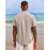 imageCOOFANDY Mens Button Down Shirts Short Sleeve Casual Shirts Summer Beach Shirts Vacation Wedding Shirts with PocketKhaki