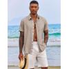 imageCOOFANDY Mens Button Down Shirts Short Sleeve Casual Shirts Summer Beach Shirts Vacation Wedding Shirts with PocketKhaki