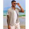 imageCOOFANDY Mens Button Down Shirts Short Sleeve Casual Shirts Summer Beach Shirts Vacation Wedding Shirts with PocketKhaki