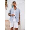 imageCOOFANDY Mens Button Down Shirts Short Sleeve Casual Shirts Summer Beach Shirts Vacation Wedding Shirts with PocketLake Blue