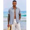 imageCOOFANDY Mens Button Down Shirts Short Sleeve Casual Shirts Summer Beach Shirts Vacation Wedding Shirts with PocketLight Denim Blue