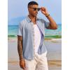 imageCOOFANDY Mens Button Down Shirts Short Sleeve Casual Shirts Summer Beach Shirts Vacation Wedding Shirts with PocketLight Denim Blue