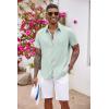 imageCOOFANDY Mens Button Down Shirts Short Sleeve Casual Shirts Summer Beach Shirts Vacation Wedding Shirts with PocketLight Green
