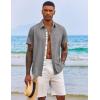 imageCOOFANDY Mens Button Down Shirts Short Sleeve Casual Shirts Summer Beach Shirts Vacation Wedding Shirts with PocketLight Grey