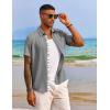 imageCOOFANDY Mens Button Down Shirts Short Sleeve Casual Shirts Summer Beach Shirts Vacation Wedding Shirts with PocketLight Grey