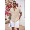 imageCOOFANDY Mens Button Down Shirts Short Sleeve Casual Shirts Summer Beach Shirts Vacation Wedding Shirts with PocketLight Khaki