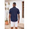 imageCOOFANDY Mens Button Down Shirts Short Sleeve Casual Shirts Summer Beach Shirts Vacation Wedding Shirts with PocketNavy Blue