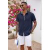 imageCOOFANDY Mens Button Down Shirts Short Sleeve Casual Shirts Summer Beach Shirts Vacation Wedding Shirts with PocketNavy Blue