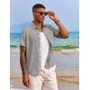 imageCOOFANDY Mens Button Down Shirts Short Sleeve Casual Shirts Summer Beach Shirts Vacation Wedding Shirts with PocketPale Grey