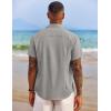 imageCOOFANDY Mens Button Down Shirts Short Sleeve Casual Shirts Summer Beach Shirts Vacation Wedding Shirts with PocketPale Grey
