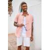 imageCOOFANDY Mens Button Down Shirts Short Sleeve Casual Shirts Summer Beach Shirts Vacation Wedding Shirts with PocketPink
