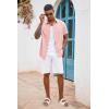imageCOOFANDY Mens Button Down Shirts Short Sleeve Casual Shirts Summer Beach Shirts Vacation Wedding Shirts with PocketPink