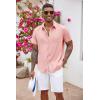 imageCOOFANDY Mens Button Down Shirts Short Sleeve Casual Shirts Summer Beach Shirts Vacation Wedding Shirts with PocketPink