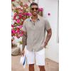 imageCOOFANDY Mens Button Down Shirts Short Sleeve Casual Shirts Summer Beach Shirts Vacation Wedding Shirts with PocketStone