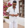 imageCOOFANDY Mens Button Down Shirts Short Sleeve Casual Shirts Summer Beach Shirts Vacation Wedding Shirts with PocketWhite  Blue Plaid