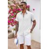 imageCOOFANDY Mens Button Down Shirts Short Sleeve Casual Shirts Summer Beach Shirts Vacation Wedding Shirts with PocketWhite