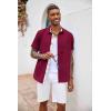imageCOOFANDY Mens Button Down Shirts Short Sleeve Casual Shirts Summer Beach Shirts Vacation Wedding Shirts with PocketWine Red