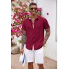 imageCOOFANDY Mens Button Down Shirts Short Sleeve Casual Shirts Summer Beach Shirts Vacation Wedding Shirts with PocketWine Red