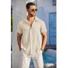 imageCOOFANDY Mens Casual Button Down Shirts Short Sleeve Textured Summer Beach Shirt with PocketBeige