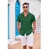 imageCOOFANDY Mens Casual Button Down Shirts Short Sleeve Textured Summer Beach Shirt with PocketDark Green
