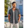 imageCOOFANDY Mens Casual Button Down Shirts Short Sleeve Textured Summer Beach Shirt with PocketDark Grey