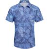 imageCOOFANDY Mens Casual Button Down Shirts Short Sleeve Textured Summer Beach Shirt with PocketGray Blueleaves