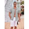 imageCOOFANDY Mens Casual Button Down Shirts Short Sleeve Textured Summer Beach Shirt with PocketLight Grey
