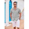 imageCOOFANDY Mens Casual Button Down Shirts Short Sleeve Textured Summer Beach Shirt with PocketLight Grey
