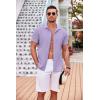 imageCOOFANDY Mens Casual Button Down Shirts Short Sleeve Textured Summer Beach Shirt with PocketLight Purple