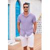 imageCOOFANDY Mens Casual Button Down Shirts Short Sleeve Textured Summer Beach Shirt with PocketLight Purple