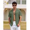 imageCOOFANDY Mens Hawaiian Shirt Short Sleeve Buttoon Down Shirts Casual Tropical Floral Summer Linen ShirtsArmy Green