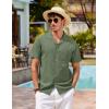 imageCOOFANDY Mens Hawaiian Shirt Short Sleeve Buttoon Down Shirts Casual Tropical Floral Summer Linen ShirtsArmy Green