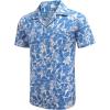 imageCOOFANDY Mens Hawaiian Shirt Short Sleeve Buttoon Down Shirts Casual Tropical Floral Summer Linen ShirtsB Blue Floral