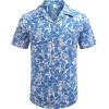 imageCOOFANDY Mens Hawaiian Shirt Short Sleeve Buttoon Down Shirts Casual Tropical Floral Summer Linen ShirtsB Blue Floral