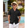 imageCOOFANDY Mens Hawaiian Shirt Short Sleeve Buttoon Down Shirts Casual Tropical Floral Summer Linen ShirtsBlack