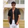 imageCOOFANDY Mens Hawaiian Shirt Short Sleeve Buttoon Down Shirts Casual Tropical Floral Summer Linen ShirtsBlack