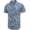 imageCOOFANDY Mens Hawaiian Shirt Short Sleeve Buttoon Down Shirts Casual Tropical Floral Summer Linen ShirtsBlue Leaves