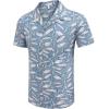 imageCOOFANDY Mens Hawaiian Shirt Short Sleeve Buttoon Down Shirts Casual Tropical Floral Summer Linen ShirtsBlue Shark