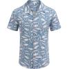 imageCOOFANDY Mens Hawaiian Shirt Short Sleeve Buttoon Down Shirts Casual Tropical Floral Summer Linen ShirtsBlue Shark