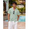 imageCOOFANDY Mens Hawaiian Shirt Short Sleeve Buttoon Down Shirts Casual Tropical Floral Summer Linen ShirtsCeladon Green